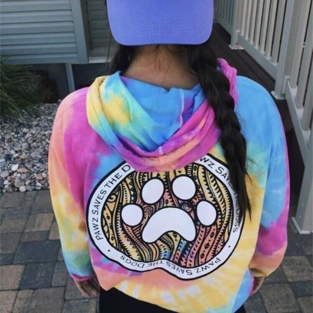 pawz tye dye rainbow sherbet hoodie